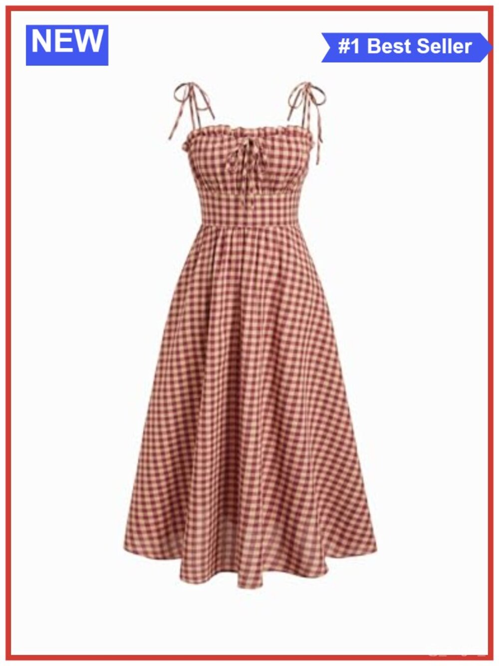 Gingham Maxi Dress Bow Tie Square Neck Milkmaid Pockets